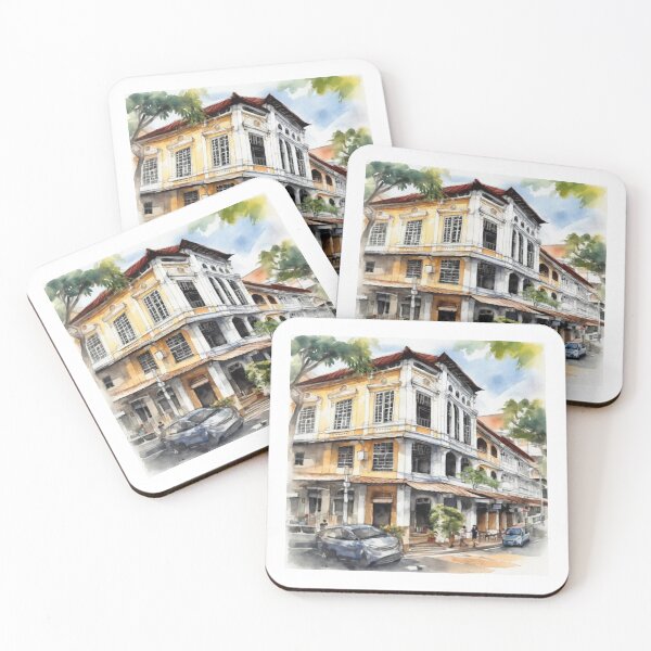 Item preview, Watercolour urban sketch of Georgetown Penang designed and sold by ailia-hikaru.
