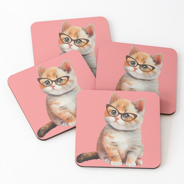 Item preview,  cute cat with glasses  designed and sold by Cuteanimecorner.