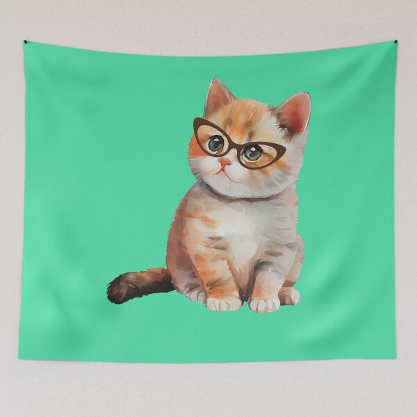 Item preview,  cute cat with glasses  designed and sold by Cuteanimecorner.