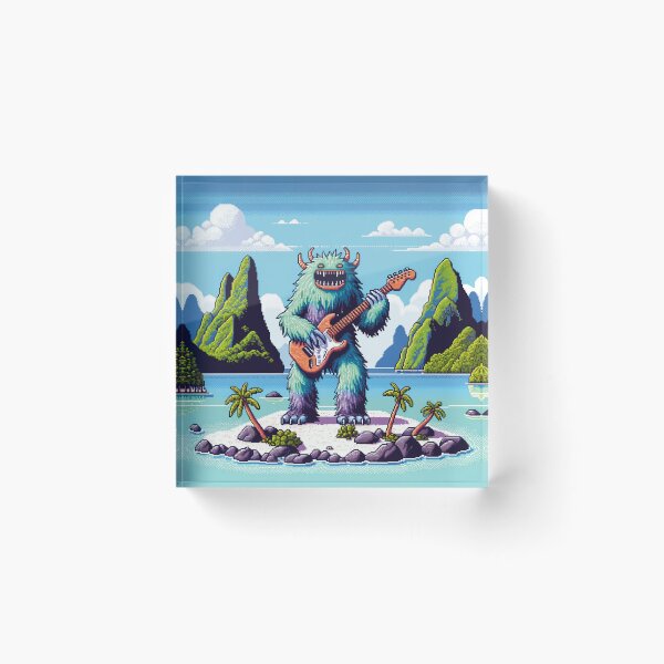 Item preview, Guitar Monster Tour at The Tuamotu Archipelago, Frenchpolynesia,  Funny Music AI Art Retro Games Style designed and sold by kewarin.