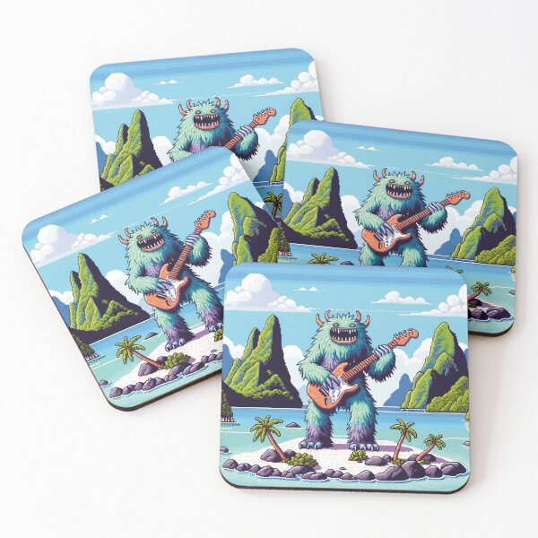 Item preview, Guitar Monster Tour at The Tuamotu Archipelago, Frenchpolynesia,  Funny Music AI Art Retro Games Style designed and sold by kewarin.