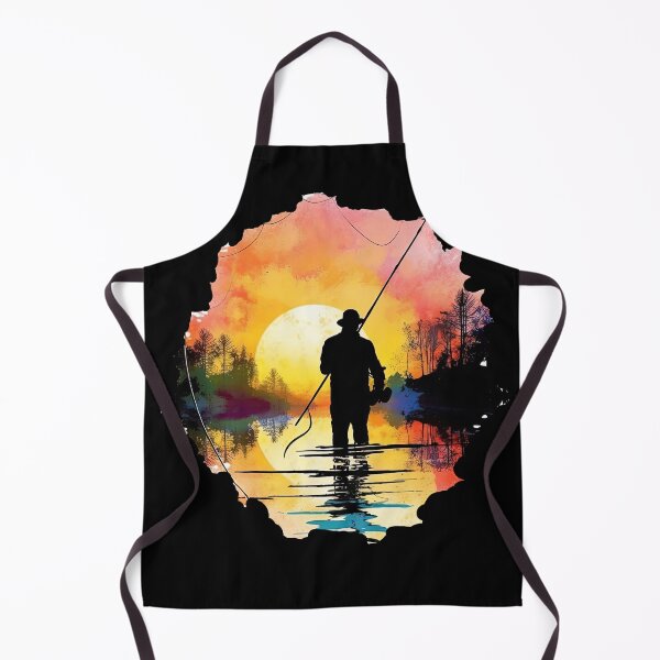 Item preview, Colorful angler in sunset fishing scene for your home designed and sold by WallGemsArt.