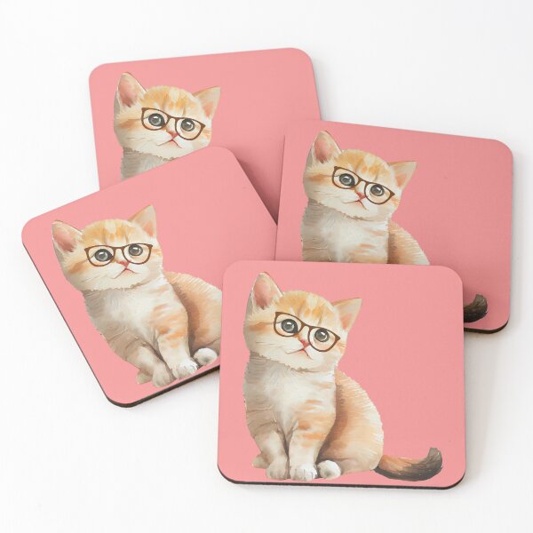 Item preview,  cute cat with glasses  designed and sold by Cuteanimecorner.