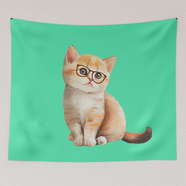 Item preview,  cute cat with glasses  designed and sold by Cuteanimecorner.