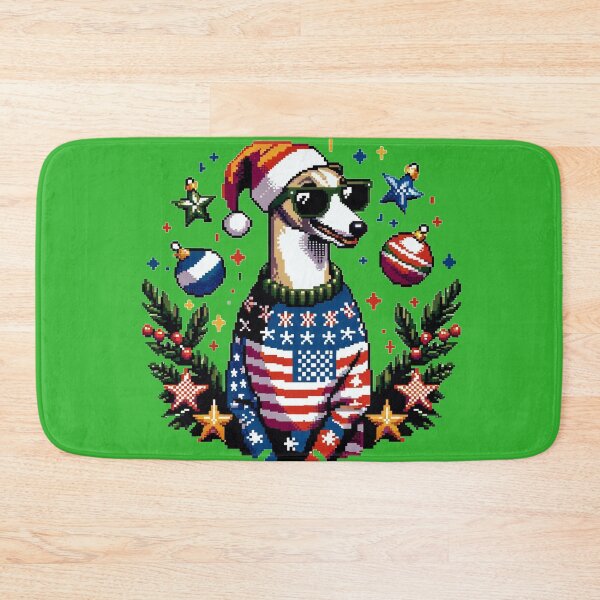 Item preview, Merry Woofmas | Happy Patriotic Whippet  in Ugly Sweater USA Flag Edition designed and sold by TheMostLikely.