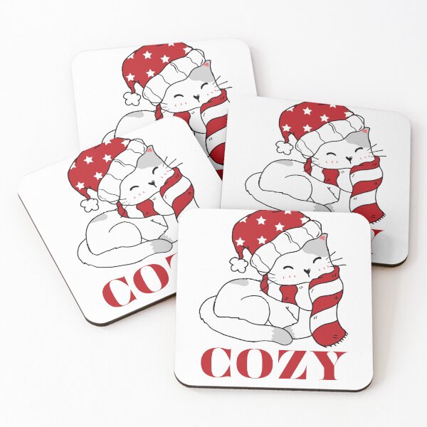 Item preview, Cute Cat Wear Red Scarf and Cozy Cozy Kitty in a Red Scarf designed and sold by Arafattouch.