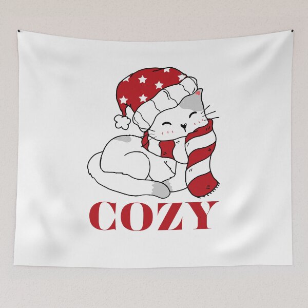 Item preview, Cute Cat Wear Red Scarf and Cozy Cozy Kitty in a Red Scarf designed and sold by Arafattouch.