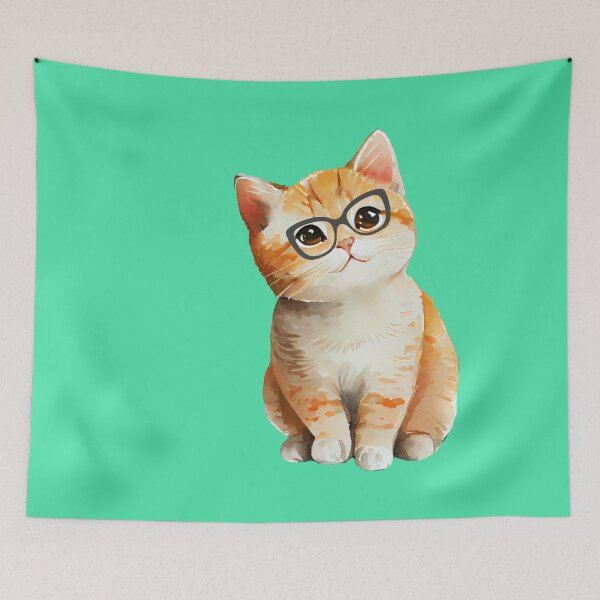 Item preview,  cute cat with glasses  designed and sold by Cuteanimecorner.