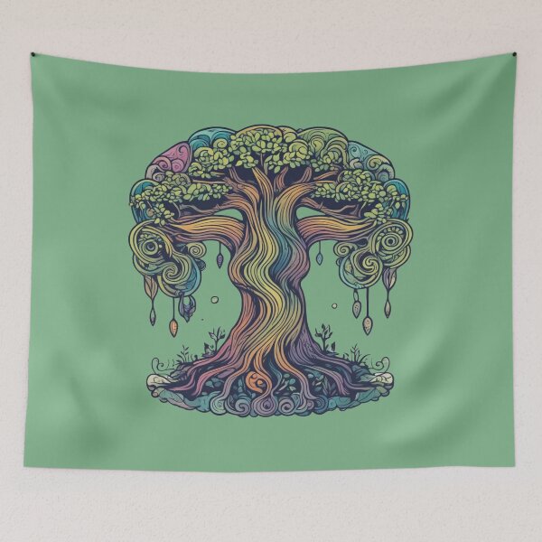 Item preview, WHIMSICAL Weeping Willow Art - Mystical Tree of Life designed and sold by AllOfUsOrNone.