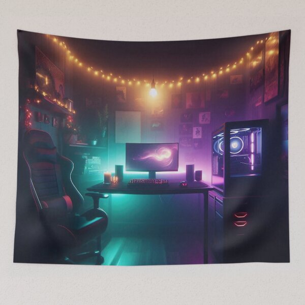 Item preview, Neon Gaming Room - Cozy and Modern Setup designed and sold by Jolly-Drawings.