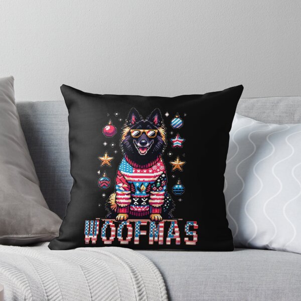 Item preview, Merry Woofmas | Happy Patriotic Belgian Tervuren  in Ugly Sweater USA Flag Edition designed and sold by TheMostLikely.