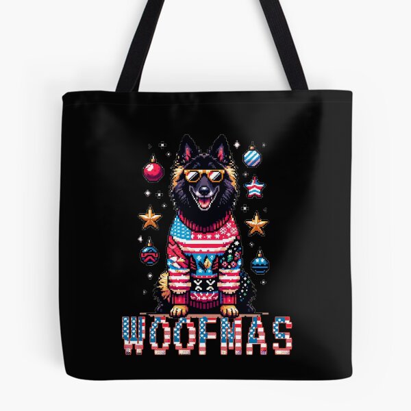 Item preview, Merry Woofmas | Happy Patriotic Belgian Tervuren  in Ugly Sweater USA Flag Edition designed and sold by TheMostLikely.