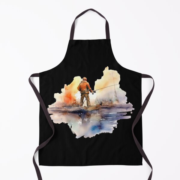 Item preview, Watercolor angler in colorful sunset designed and sold by WallGemsArt.