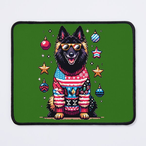 Item preview, Merry Woofmas | Happy Patriotic Belgian Tervuren in Ugly Sweater USA Flag Edition designed and sold by TheMostLikely.