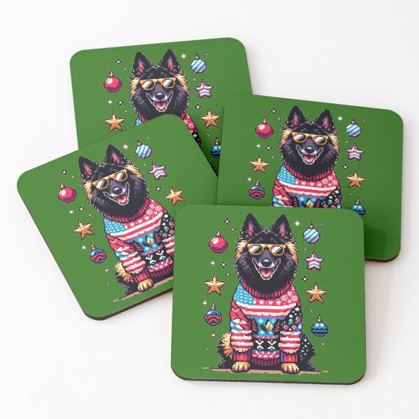 Item preview, Merry Woofmas | Happy Patriotic Belgian Tervuren  in Ugly Sweater USA Flag Edition designed and sold by TheMostLikely.