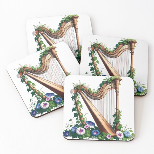 Item preview, Large harp with ivy and morning glories designed and sold by LongIslandDesgn.