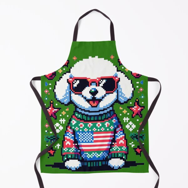 Item preview, Merry Woofmas | Happy Patriotic Bichon Friese in Ugly Sweater USA Flag Edition designed and sold by TheMostLikely.