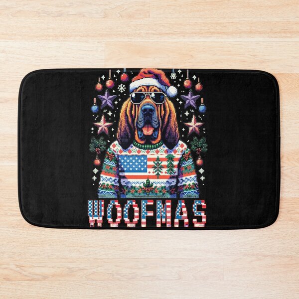 Item preview, Merry Woofmas | Happy Patriotic Bloodhound in Ugly Sweater USA Flag Edition designed and sold by TheMostLikely.