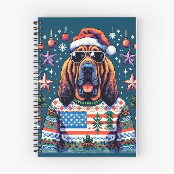 Item preview, Merry Woofmas | Happy Patriotic Bloodhound in Ugly Sweater USA Flag Edition designed and sold by TheMostLikely.