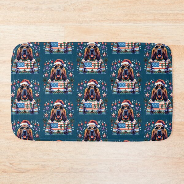 Item preview, Merry Woofmas | Happy Patriotic Bloodhound in Ugly Sweater USA Flag Edition designed and sold by TheMostLikely.