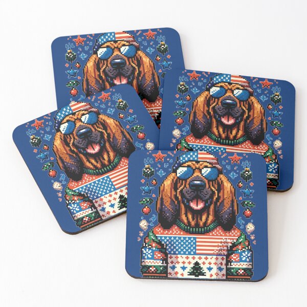 Item preview, Merry Woofmas | Happy Patriotic Bloodhound in Ugly Sweater USA Flag Edition designed and sold by TheMostLikely.