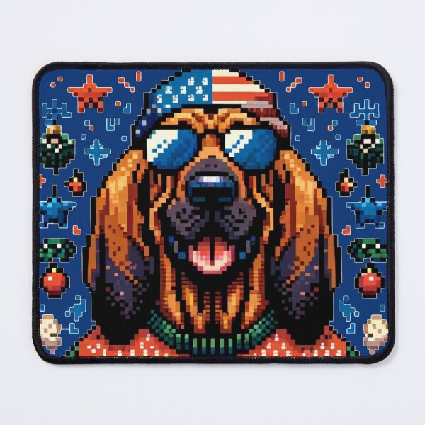 Item preview, Merry Woofmas | Happy Patriotic Bloodhound in Ugly Sweater USA Flag Edition designed and sold by TheMostLikely.