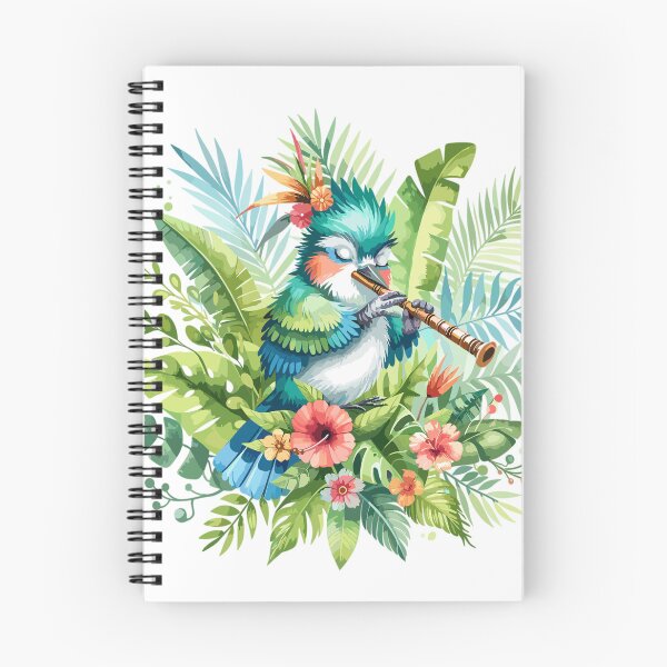 Item preview, Tropical bird plays flute in jungle designed and sold by LongIslandDesgn.