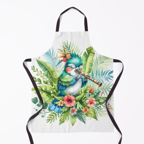 Item preview, Tropical bird plays flute in jungle designed and sold by LongIslandDesgn.