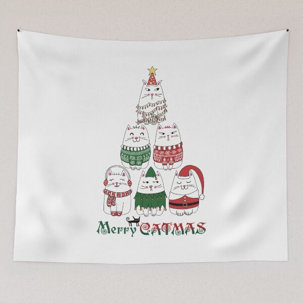 Item preview, Kawaii Merry Catmas Funny X-mas Cat Tree designed and sold by JinJinYoon.
