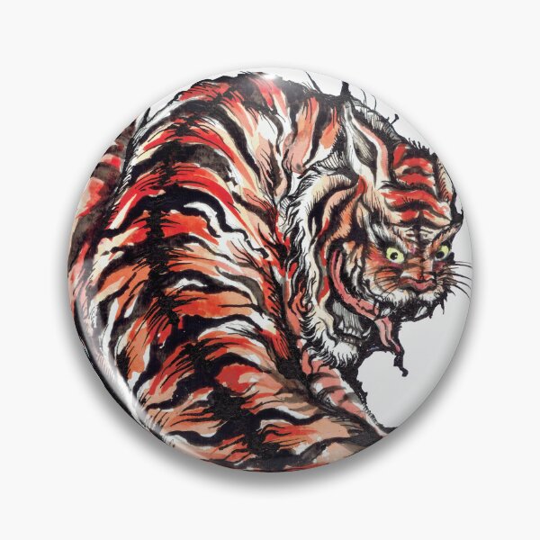 Item preview, Serenade of Stripes: Vintage Japanese Tattoo Inspired Watercolor Tiger Collection designed and sold by Hadamundo.