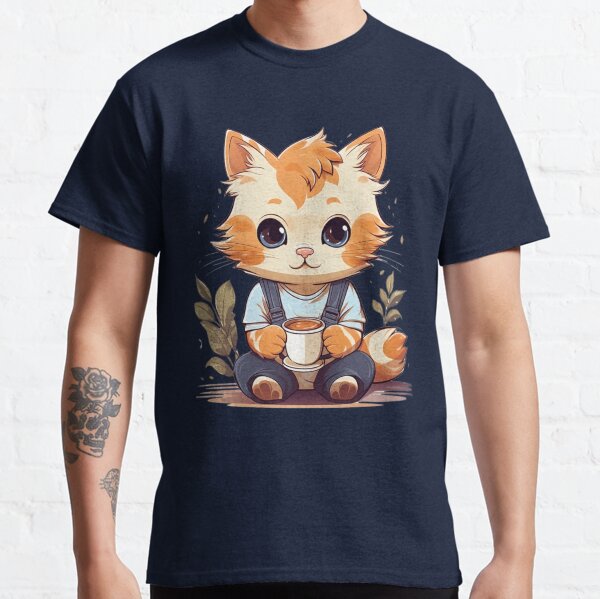 Item preview, cat cafe is beautiful, cute cat holding a coffee cup  designed and sold by GoldCow88.
