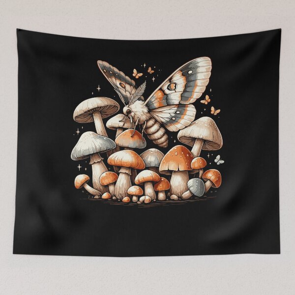 Item preview, Moth On Forest Mushrooms Starry Night designed and sold by CosyTeal.