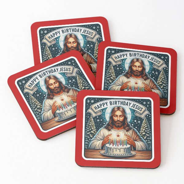 Item preview, Happy Birthday Jesus Make A Wish Birthday Cake White Christmas Snowing Pray Without Ceasing designed and sold by plushism.