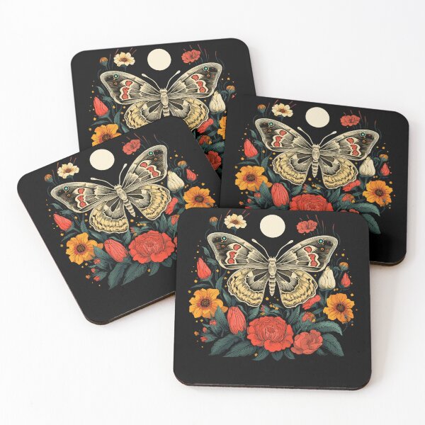 Item preview, Moth With Beautiful Colorful Flowers And The Moon designed and sold by CosyTeal.