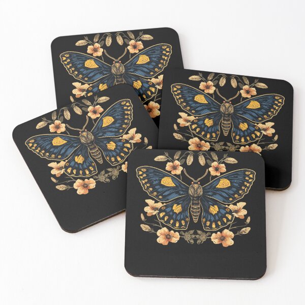 Item preview, Moth With Beautiful Flowers Americana Art Styled designed and sold by CosyTeal.