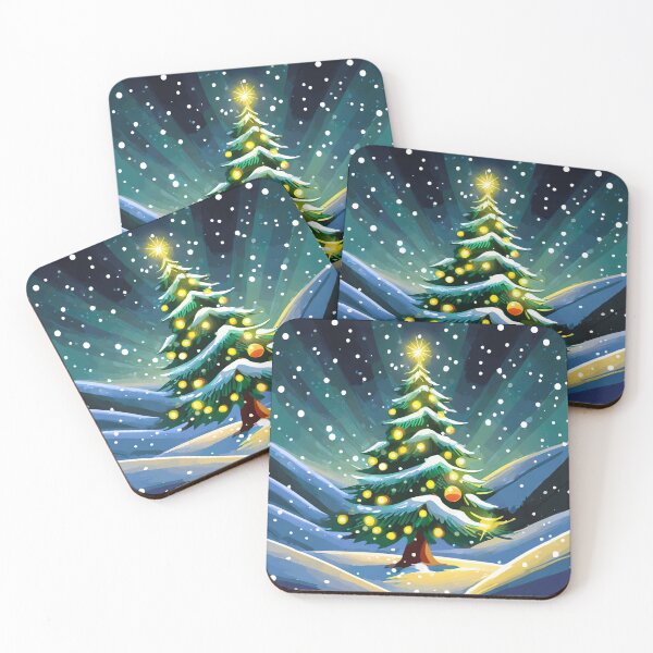 Item preview, christmas tree on snowy night with lights designed and sold by fotofeast.