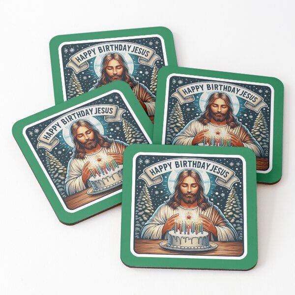 Item preview, Happy Birthday Jesus Make A Wish Birthday Cake White Christmas Snowing Pray Without Ceasing designed and sold by plushism.