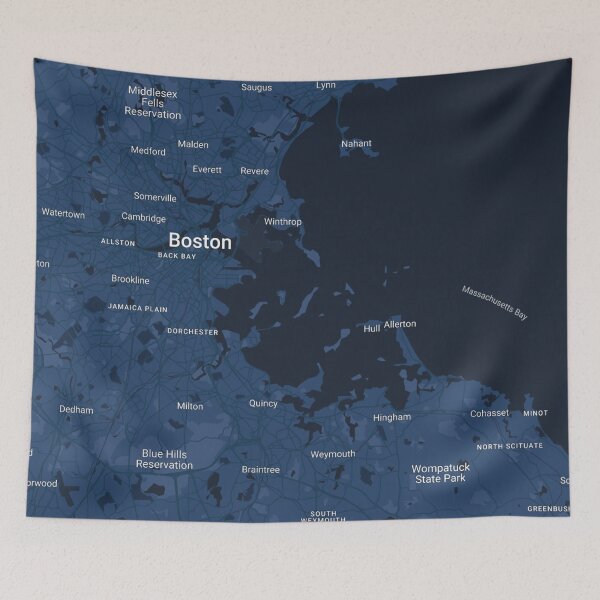 Item preview, Bostonian Blueprint A Sleek Geometric Map of Boston in Dark Blue designed and sold by Akira Miyamoto.