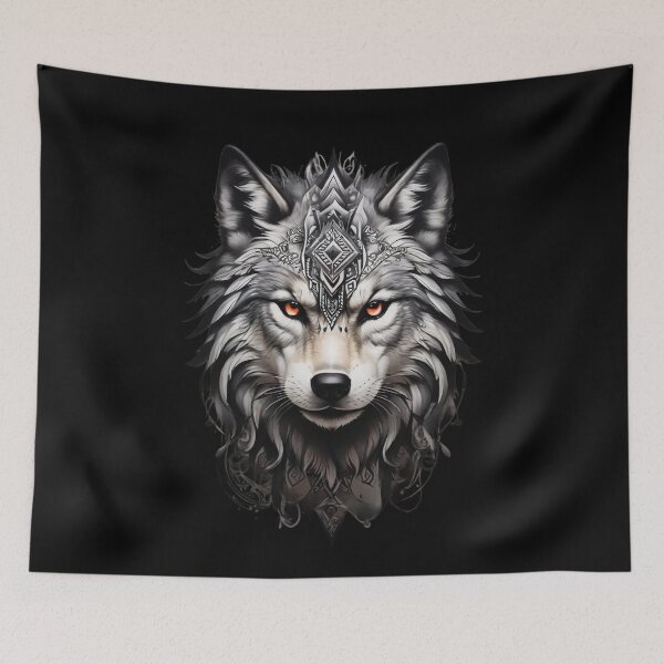 Item preview, Wolf Head Tribal Tattoo Powerful Wolf designed and sold by Grafixfun.