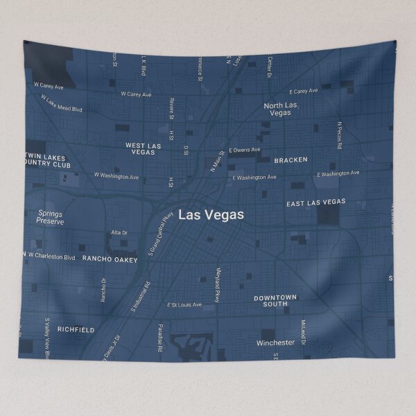 Item preview, Charting the Strip: A Dark Blue Minimalist Map of the Las Vegas Strip designed and sold by Akira Miyamoto.