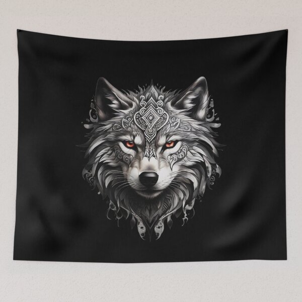 Item preview, Wolf Head Tribal Tattoo Powerful Wolf designed and sold by Grafixfun.