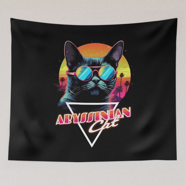 Item preview, Retro Wave Abyssinian Cat Miami Shirt designed and sold by RedDesignSyc.