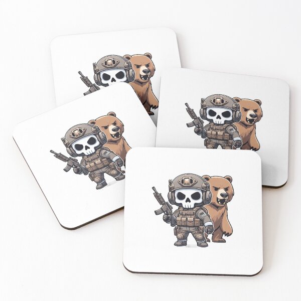 Item preview,  Cute skeleton in tactical gear with Grizlly bear designed and sold by Wxjtecki.