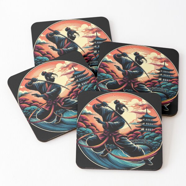Artikelvorschau, Ninjutsu Wave Pose Ukiyo-e Tempeldesign entworfen und verkauft von RedDesignSyc.
