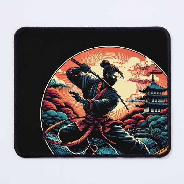 Item preview, Ninjutsu Wave Pose Ukiyo-e Temple Design designed and sold by RedDesignSyc.