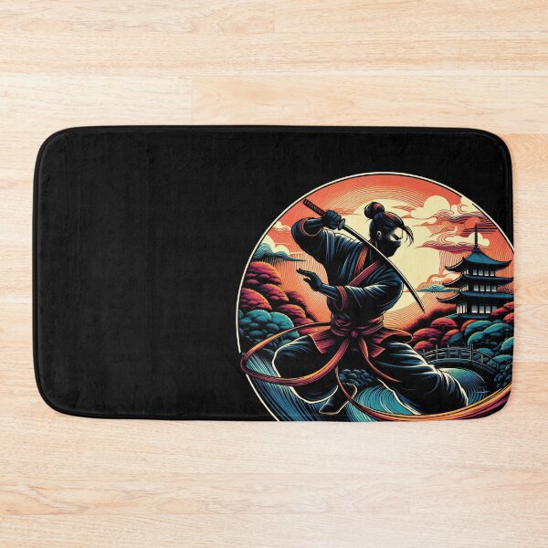 Item preview, Ninjutsu Wave Pose Ukiyo-e Temple Design designed and sold by RedDesignSyc.