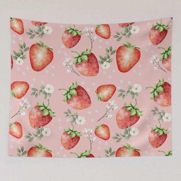 Item preview, Strawberry and Floral Watercolor Seamless Pattern designed and sold by Hawa Shama.
