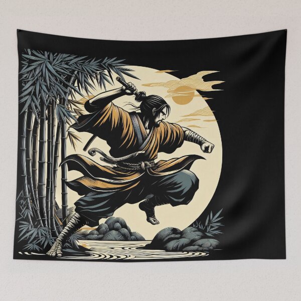 Item preview, Ninjutsu Pose Ukiyo-e Circle Design designed and sold by RedDesignSyc.