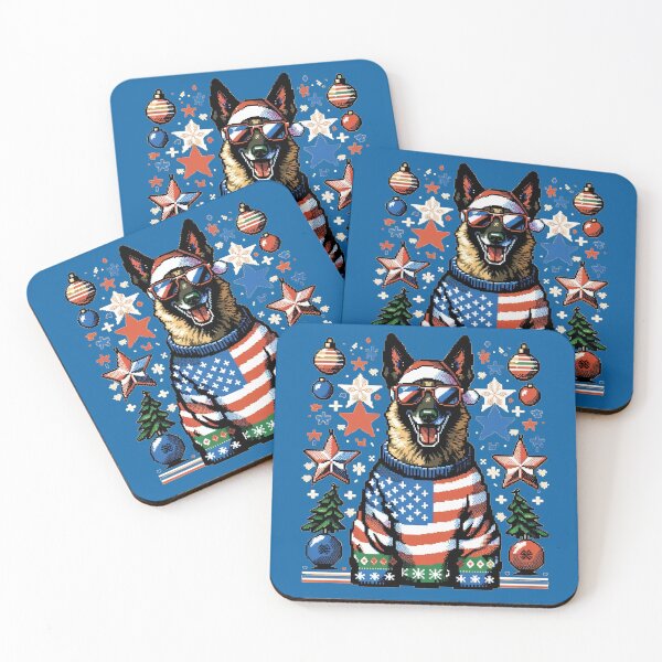 Item preview, Merry Woofmas | Happy Belgian Malinois Maligator | Ugly Sweater USA Flag Edition designed and sold by TheMostLikely.