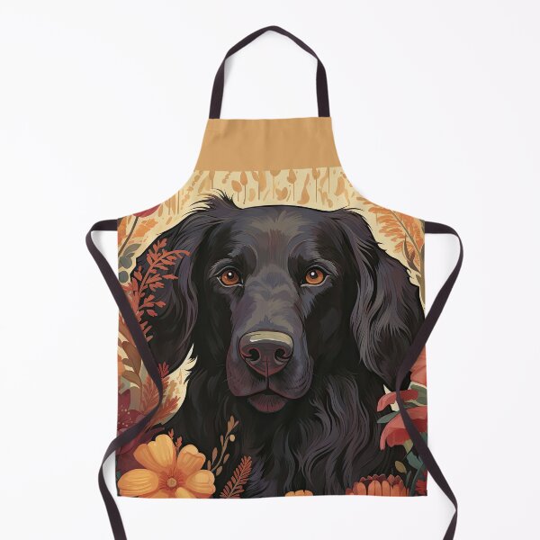 Item preview, black Flat Coated Retriever in floral retro design designed and sold by retriever-dogs.